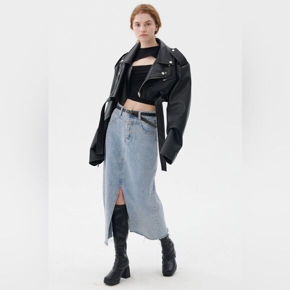 Storets Peyton Midi Blue Denim Skirt Size XS - Picture 3 of 13